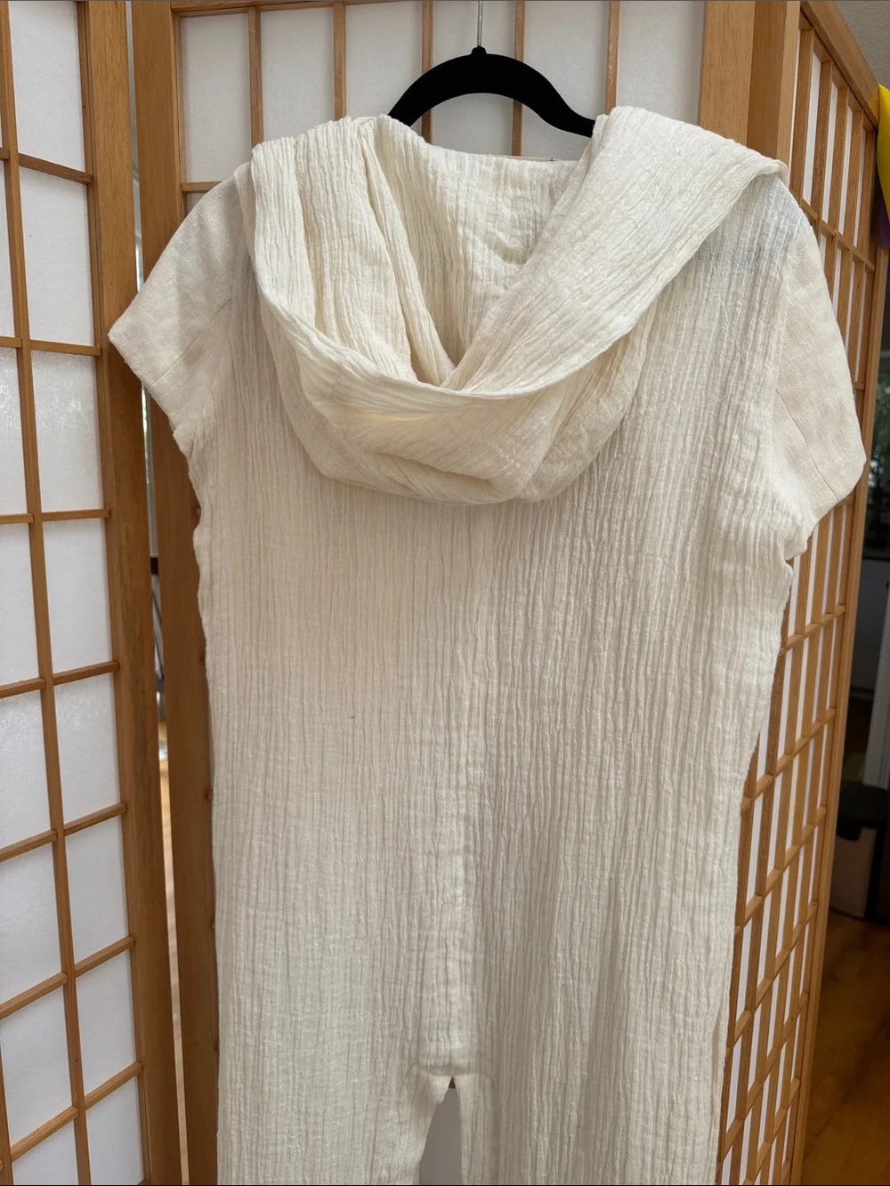 Laura Siegel Lagenlook Duster Textured Layering Topper Hooded Wrap Size XS Gauze